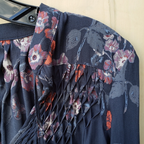 Free People Blue Pebble Crepe Bouse - Boho - XS - Picture 7 of 16